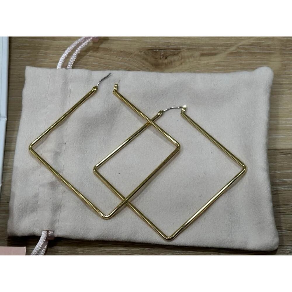 Uncommon James Girl Boss Gold Square Hoop Earrings — New in Box